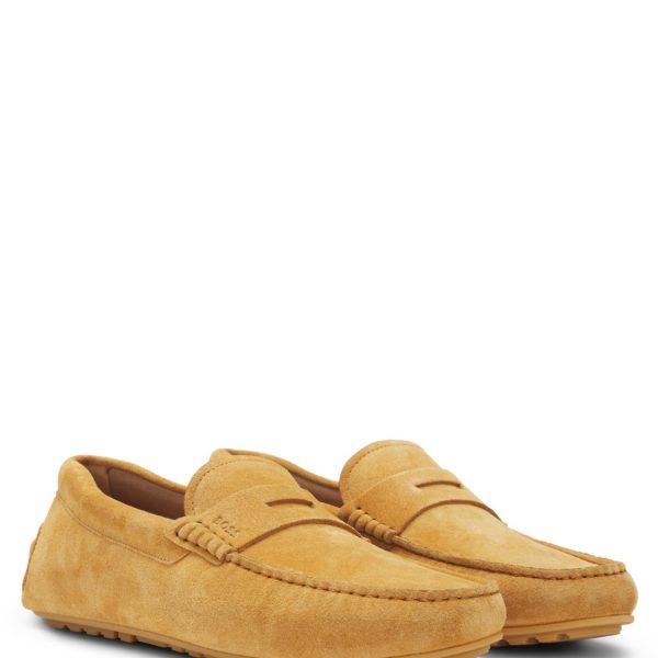 Mocassins confectionnés au Portugal en cuir suédé avec finition Penny – Hugo Boss
