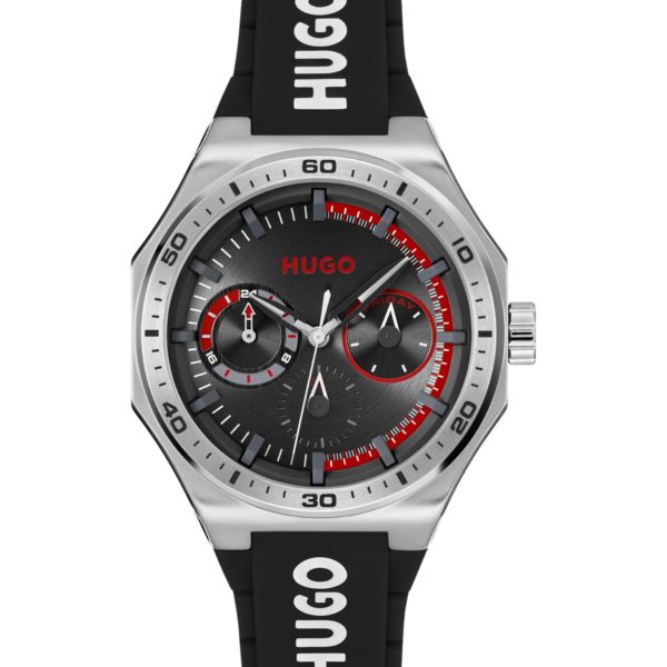Montre argentée avec bracelet logoté en silicone – Hugo Boss