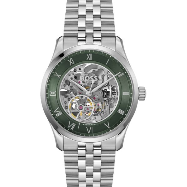 Montre automatique en acier inoxydable à cadran squelette – Hugo Boss