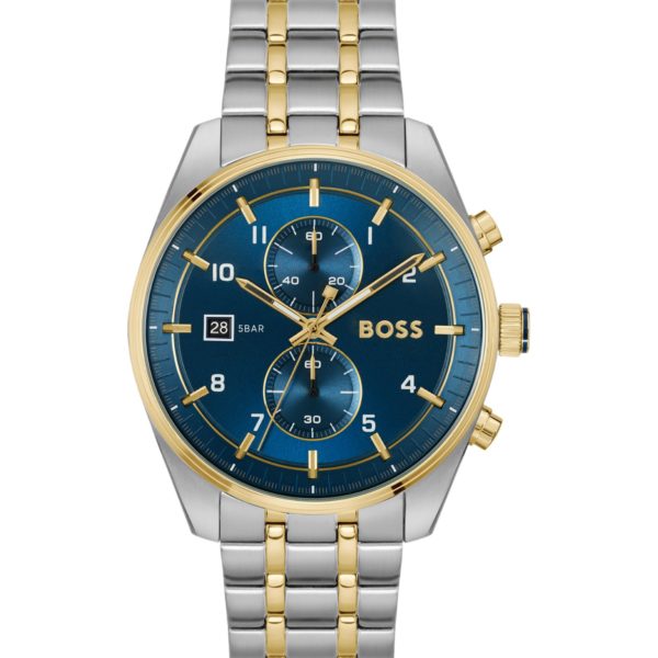 Montre chronographe bicolore à cadran bleu – Hugo Boss