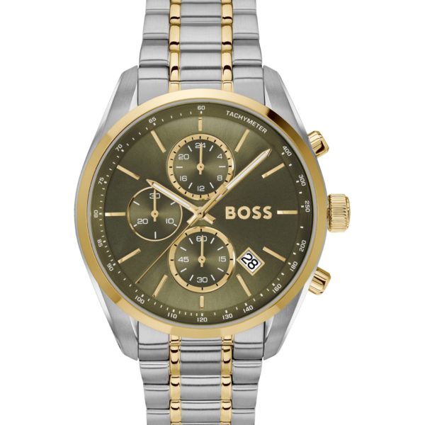 Montre chronographe bicolore à cadran teinte olive – Hugo Boss