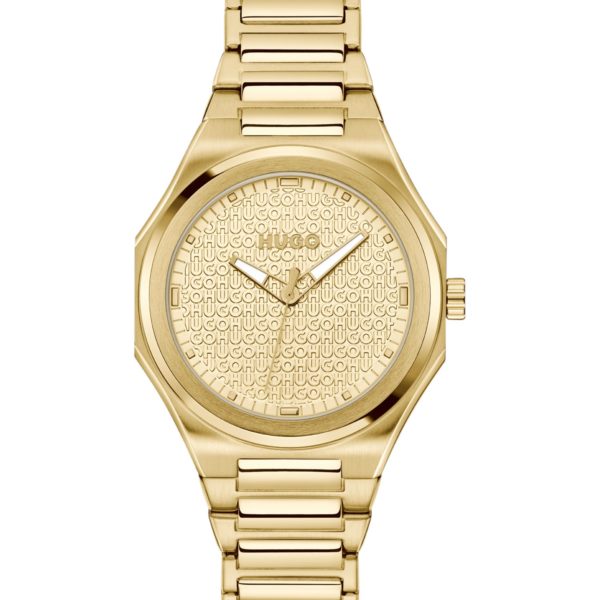 Montre dorée à cadran à logo texturé – Hugo Boss