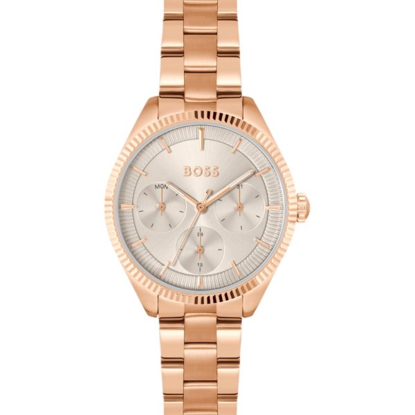Montre dorée à lunette cannelée – Hugo Boss