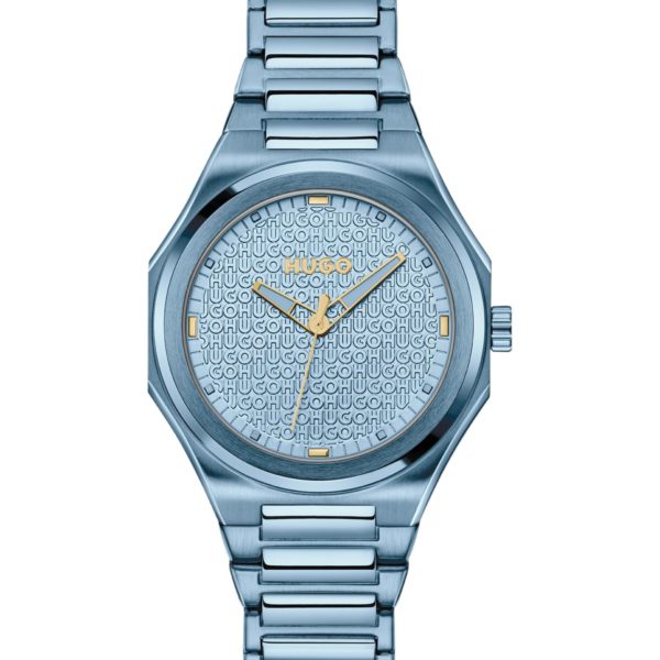 Montre en acier bleu avec cadran à logo texturé – Hugo Boss