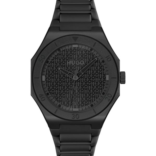 Montre en aluminium noir avec cadran à logo texturé – Hugo Boss