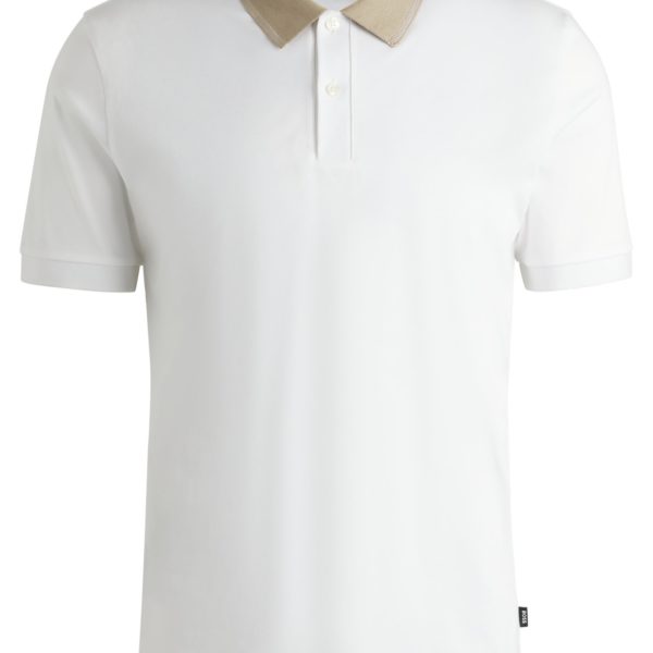Polo Slim en coton mercerisé avec col à rayures – Hugo Boss