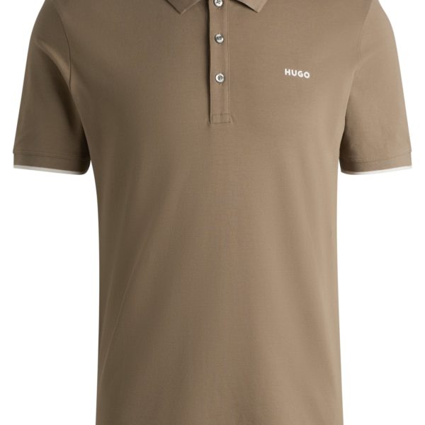Polo ajusté en coton stretch avec logo imprimé – Hugo Boss