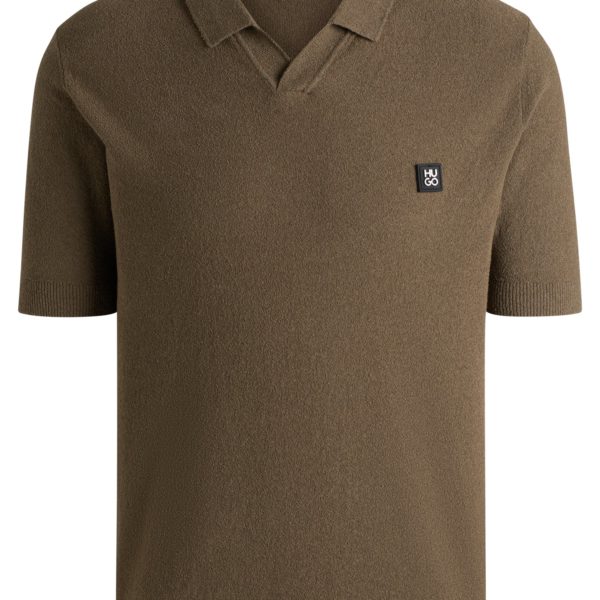 Polo en maille de coton mélangé à col Johnny – Hugo Boss