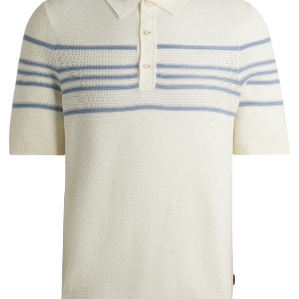 Polo en maille de soie et de coton à rayures – Hugo Boss