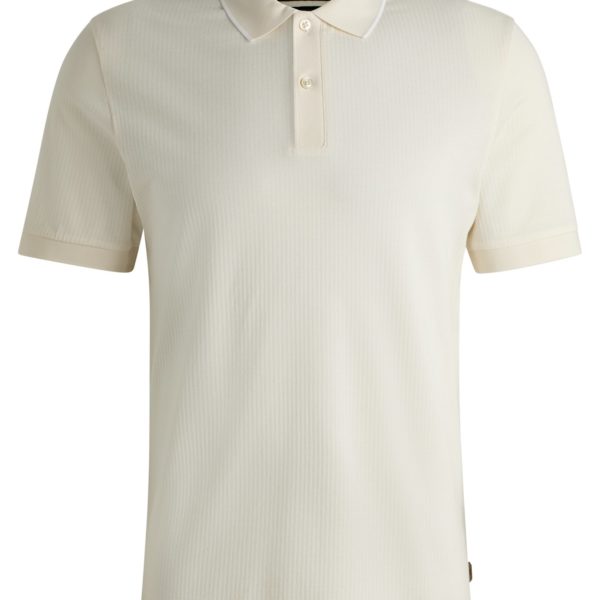 Polo en soie et coton avec rayures structurées – Hugo Boss