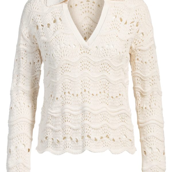 Pull à col Johnny en maille de coton mélangé à la structure ajourée – Hugo Boss