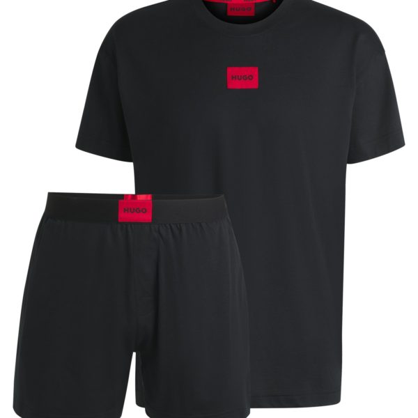 Pyjama en mélange de coton et modal avec étiquettes logotées rouges – Hugo Boss