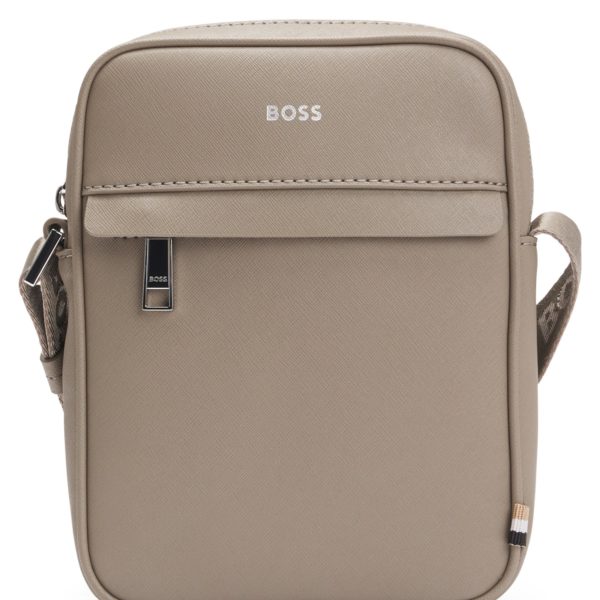 Sac reporter à rayures emblématiques et détail logoté – Hugo Boss