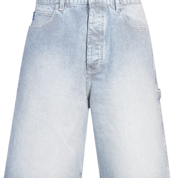 Short large en denim bleu à rayures – Hugo Boss