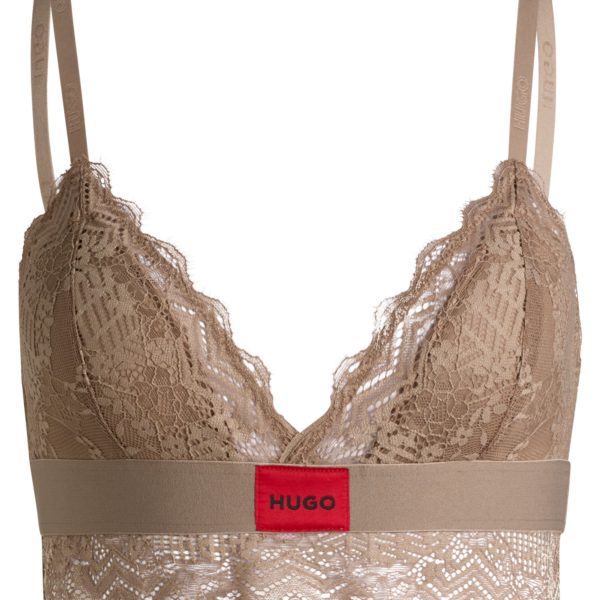 Soutien-gorge avec bordure en dentelle et étiquette logotée rouge – Hugo Boss