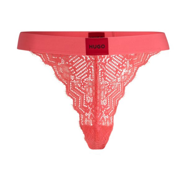 String en dentelle avec étiquette logotée rouge – Hugo Boss
