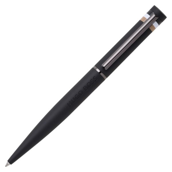 Stylo à bille noir avec rayures emblématiques – Hugo Boss