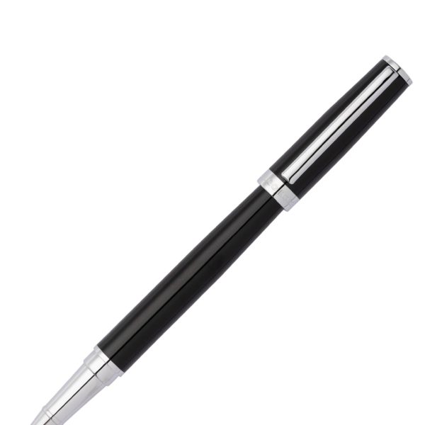 Stylo roller en laque noire brillante avec anneau à logo – Hugo Boss