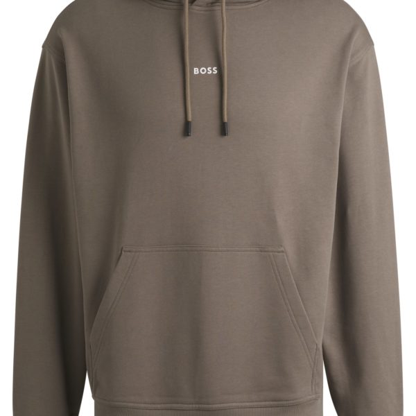 Sweat à capuche en molleton de coton avec logo contrastant – Hugo Boss