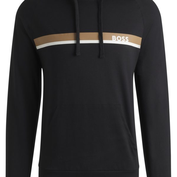 Sweat à capuche en molleton de coton avec rayures imprimées – Hugo Boss
