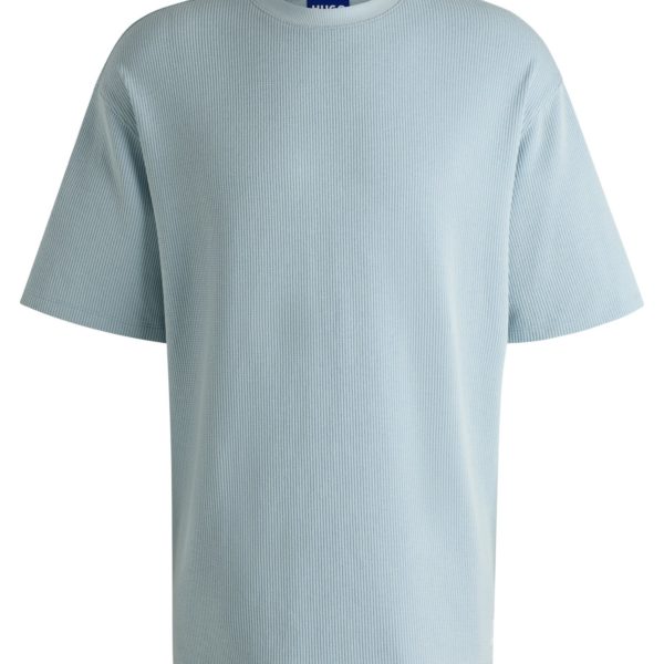T-shirt en jersey de coton avec patch logoté bleu – Hugo Boss