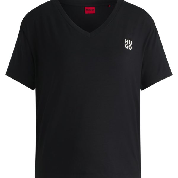T-shirt de pyjama à col V et logo revisité – Hugo Boss