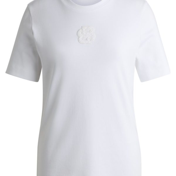 T-shirt en coton interlock à monogramme Double B – Hugo Boss