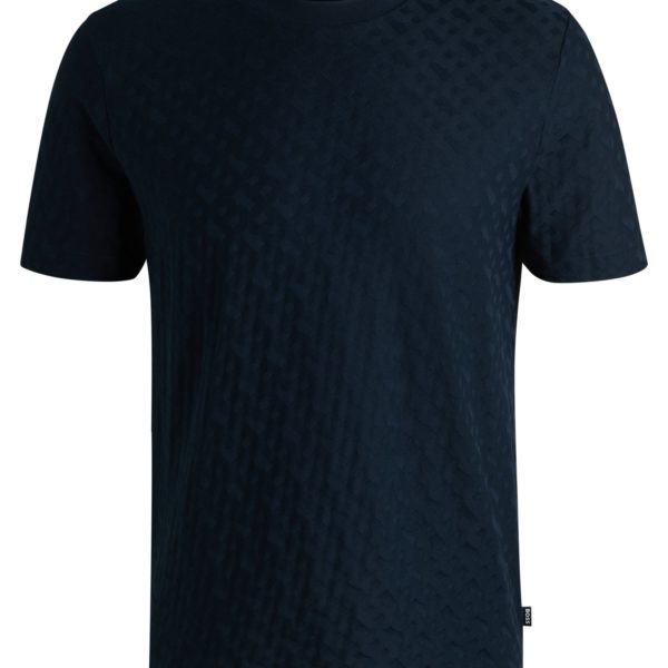 T-shirt en coton mercerisé à monogrammes jacquard – Hugo Boss