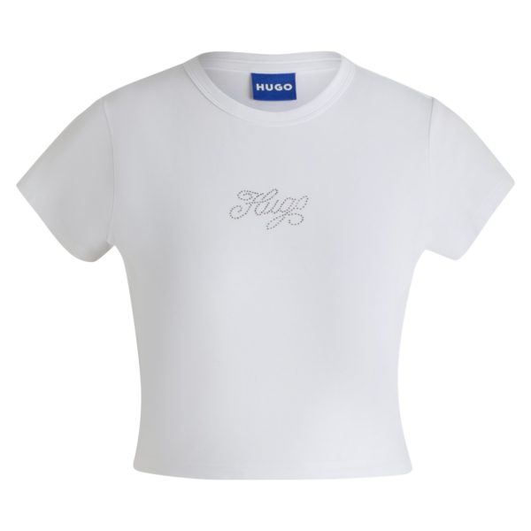 T-shirt en coton stretch avec logo orné de strass – Hugo Boss