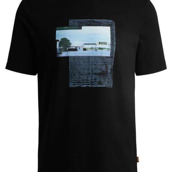 T-shirt en jersey de coton à imprimé artistique photographique – Hugo Boss