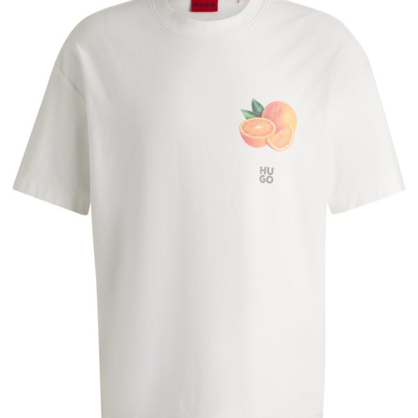 T-shirt en jersey de coton à imprimés oranges – Hugo Boss