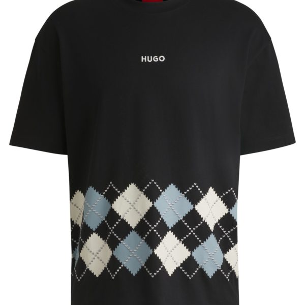 T-shirt en jersey de coton à motif argyle – Hugo Boss