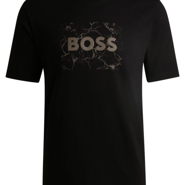 T-shirt en jersey de coton avec logo artistique – Hugo Boss