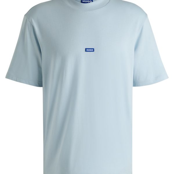 T-shirt en jersey de coton avec patch logo bleu – Hugo Boss