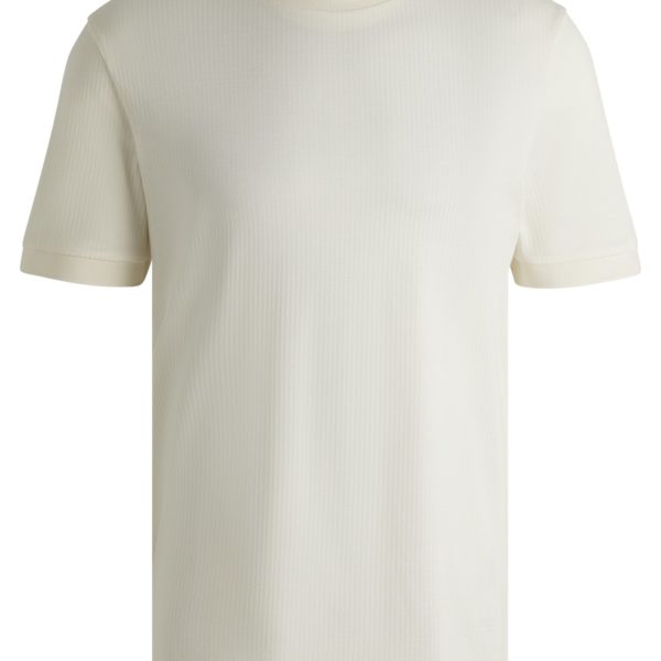 T-shirt en soie et coton avec rayures structurées – Hugo Boss