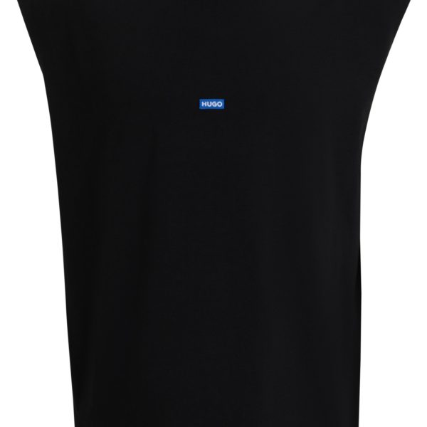 T-shirt en jersey de coton sans manches avec étiquette logotée bleue – Hugo Boss