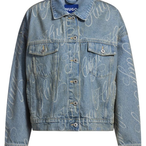 Veste Boxy en denim rigide à logo imprimé – Hugo Boss