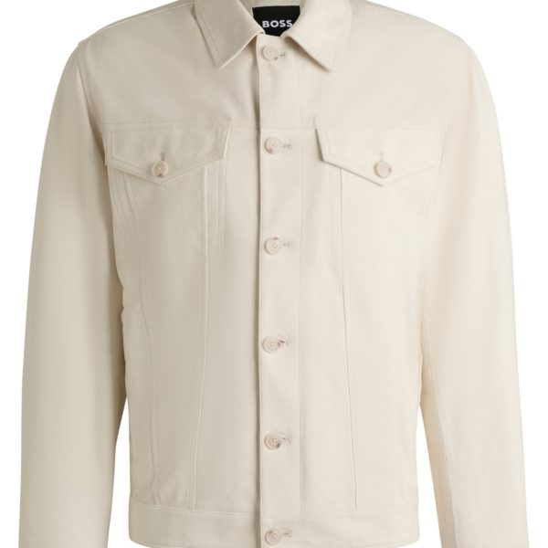 Hugo Boss Veste Regular en cuir suédé