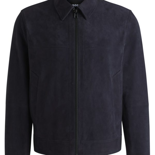 Veste Regular zippée sur le devant en cuir suédé doux – Hugo Boss
