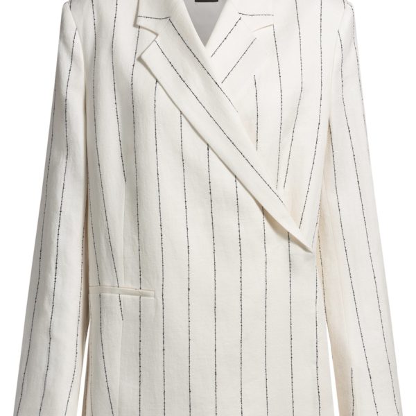 Veste de tailleur Relaxed en maille bouclette de lin mélangé à rayures – Hugo Boss