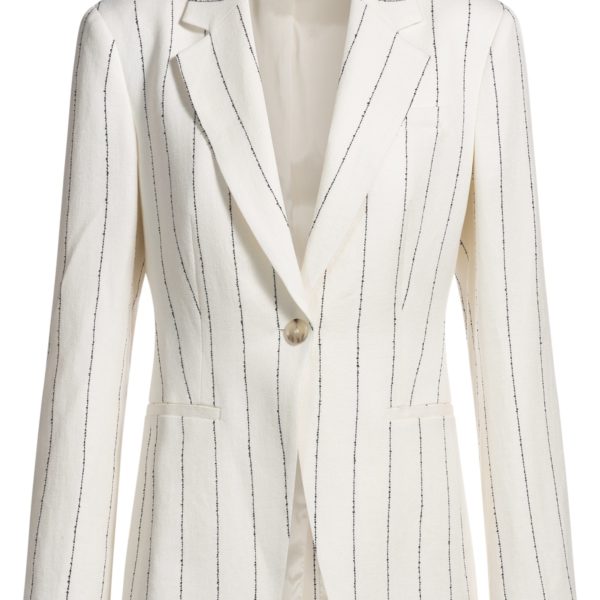 Veste de tailleur Slim en maille bouclette de lin mélangé à rayures – Hugo Boss