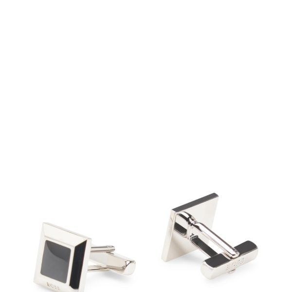 Boutons de manchette carrés en laiton avec insert en émail noir – Hugo Boss