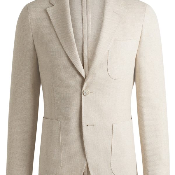 Blazer Slim en coton et lin à motif – Hugo Boss