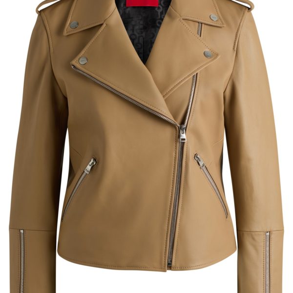 Blouson de motard asymétrique en cuir – Hugo Boss