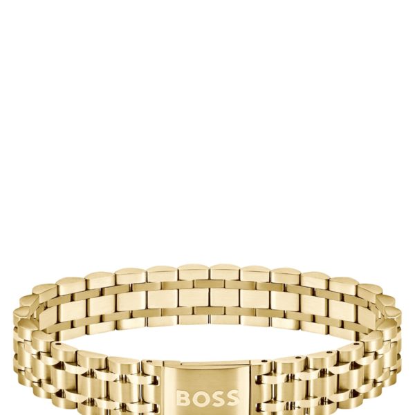 Bracelet doré avec fermoir magnétique à logo gravé – Hugo Boss