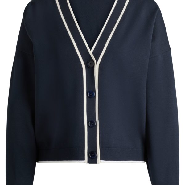 Cardigan à col V en tissu stretch avec fermeture boutonnée – Hugo Boss