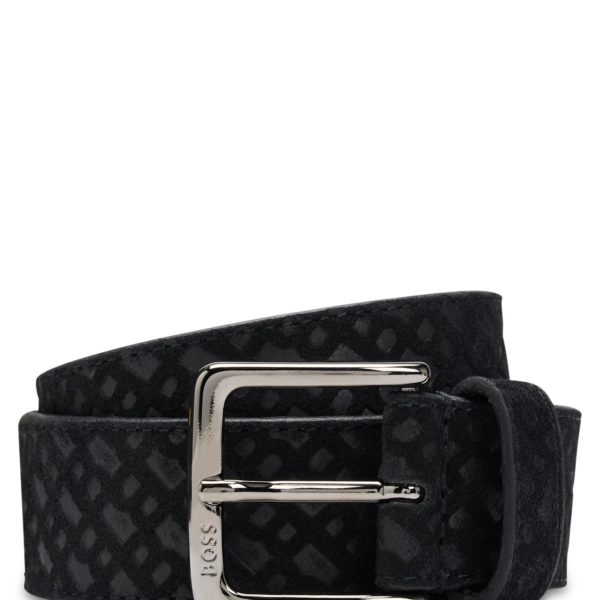 Ceinture en cuir suédé à motif monogrammé – Hugo Boss