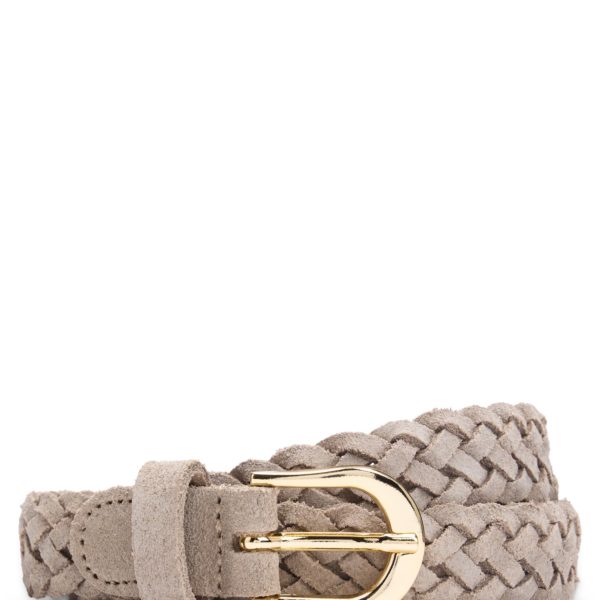 Ceinture en cuir suédé tressé avec boucle à logo gravé – Hugo Boss