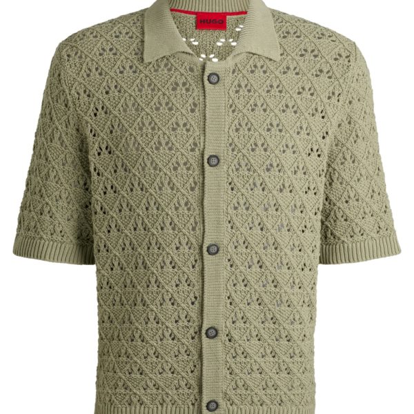 Chemise en maille de coton mélangé à la structure ajourée – Hugo Boss
