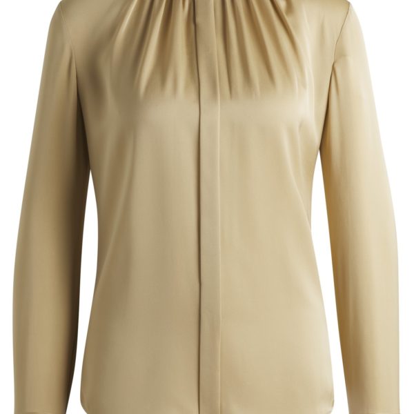 Chemisier Regular sans col en soie stretch – Hugo Boss